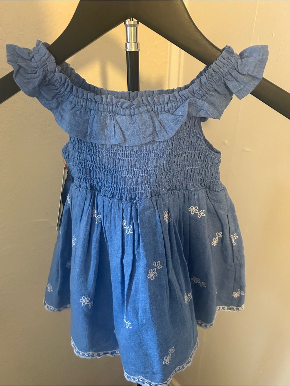 Cat & Jack Blue Embroidered Smocked One-Piece Dress - Picture 1 of 6